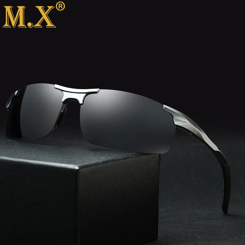 Мужские солнцезащитные очки из алюминиево-магниевого сплава, поляризационные, спортивные, для вождения, ночного видения, солнцезащитные очки, для рыбалки, UV400, без оправы, солнцезащитные очки