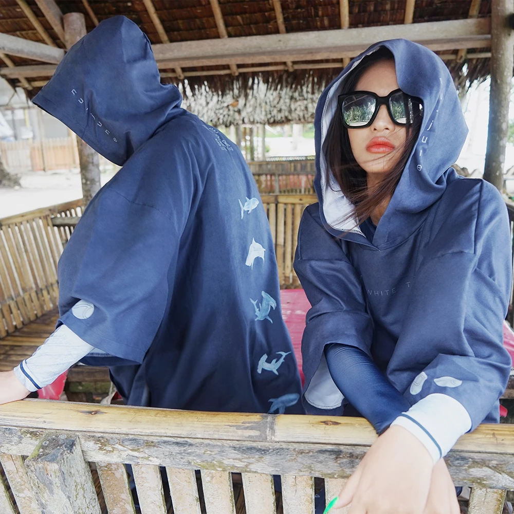 Toalhas de Praia Roupão com Capuz Nu-junho Piscina Microfibra Mudando Manto Homem Mulher Surf Poncho Toalha Maiô Beachwear