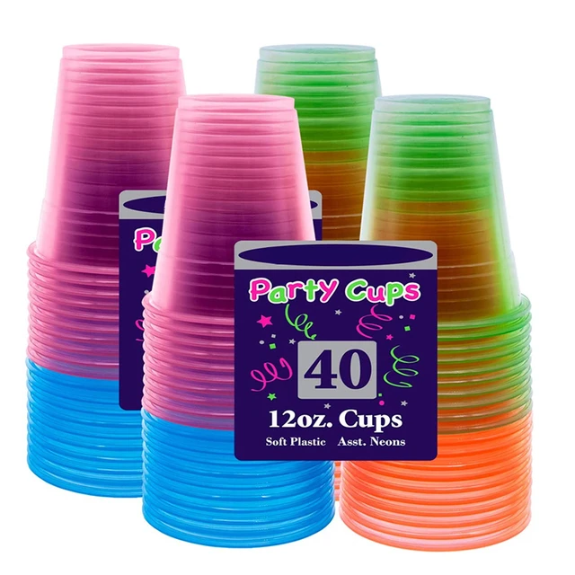 Exquisite 12 oz Lime Green Plastic Cups II 50 Count Bulk Pack Disposable Party Cups II Premium Quality Plastic Tumblers for Parties