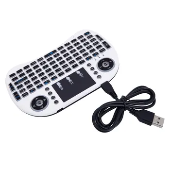 

Mini I8 Wireless Keyboard 2.4GHz Receiver 3-Color LED Backlight Built With Touchpad USB Cable White
