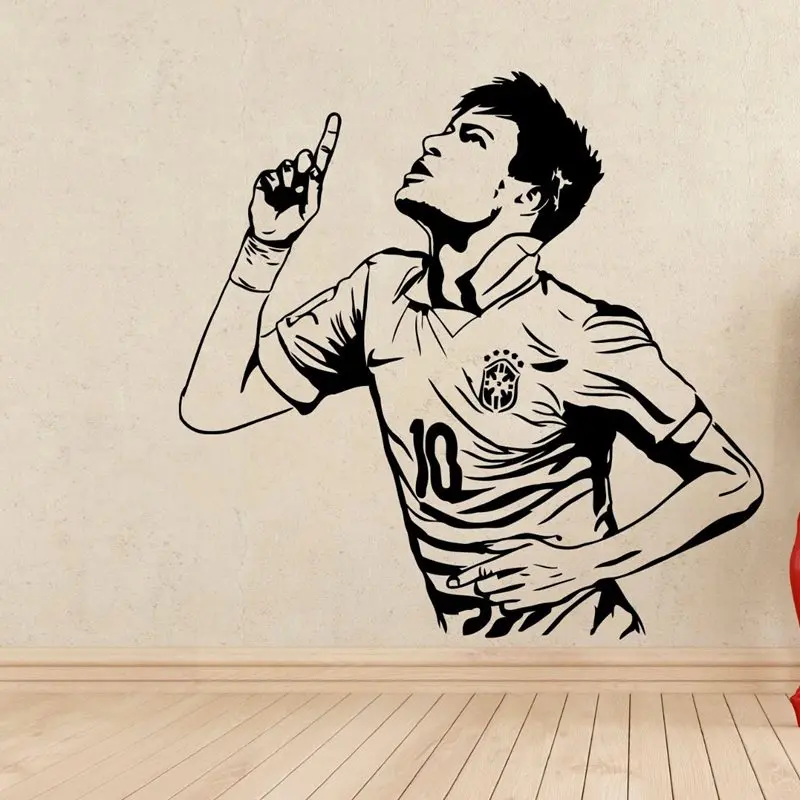 DCTAL Neymar Football Player Sticker Sports Soccer Decal Helmets Kids Room Name Posters Vinyl Wall Decals Football Sticker