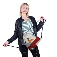 Сумка с веревкой, женская сумка с карманом, сумка через плечо на Рождество с 3-D цифровой печатью, школьный рюкзак на шнурках для девочек, Новинка