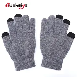 2019 новые модные перчатки для женщин и мужчин Нескользящие вязаные варежки Зимние перчатки с сенсорным экраном флисовые теплые спортивные