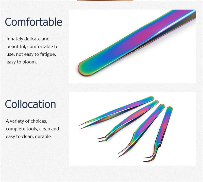 Description Picture 6 of item3 PCS False eyelashes Tweezers for eyebrows nail clip cilia soldering lash Fan sticker eyelash extension makeup tools supplies