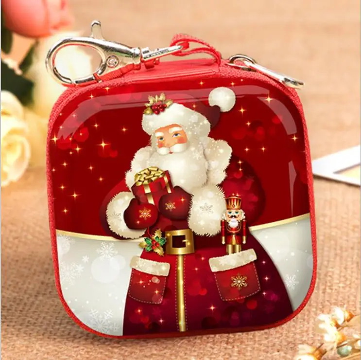 O4 Christmas Toys DIY Square Storage Box Toys For Children Toy with metal button Coin Purse Christmas tree pendant small gift - Цвет: O4
