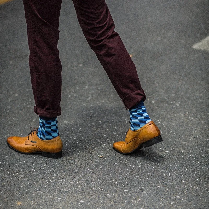 New European and American tide socks pure cotton plaid men's tide socks leisure breathable happy socks hot sales