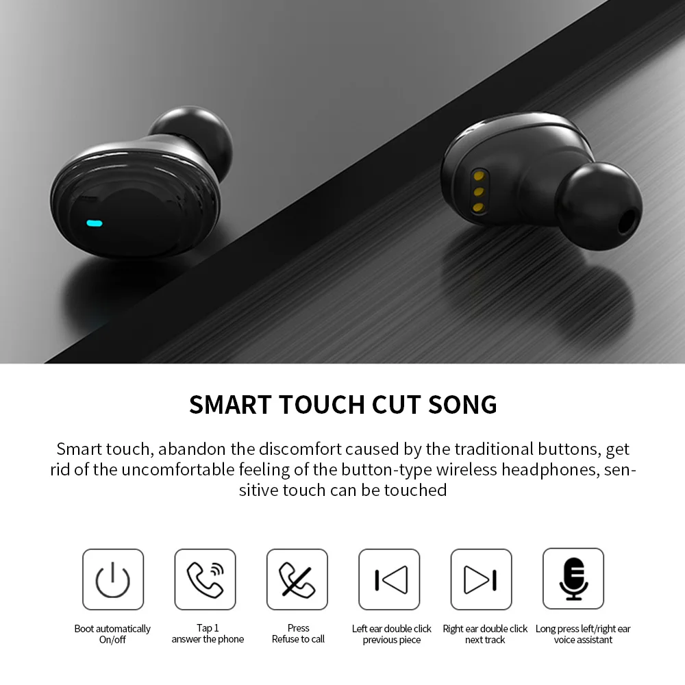 H01 Bluetooth 5,0 наушники TWS настоящие беспроводные 9D стерео музыкальные наушники светодиодный дисплей 2000 мАч наушники можно заряжать для телефона