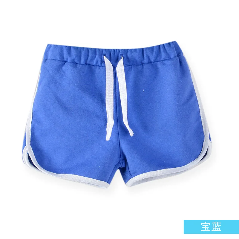 Blue Короткие спортивные штаны для маленьких девочек хлопковые модные летние детские шорты ярких цветов для отдыха Пляжные штаны для мальчиков спортивные штаны одежда для малышей - Цвет: Blue