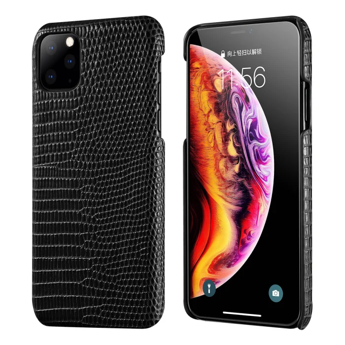 Черный Чехол из натуральной кожи с узором ящерицы для Apple iPhone 11 Pro Max, роскошный тонкий жесткий чехол для телефона, чехол для iPhone 11/Pro/Max - Цвет: Черный