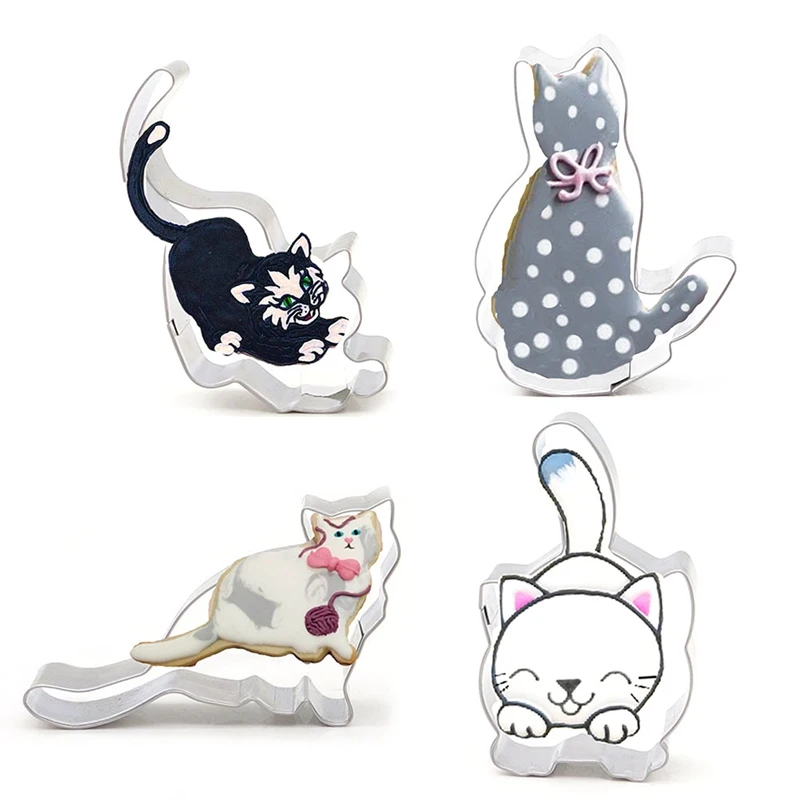 

Cute Cat Shape Cake Molds Stainless Steel Cookie Mold Maker Metal Dough Cutter Pastry Baking Cat Mould