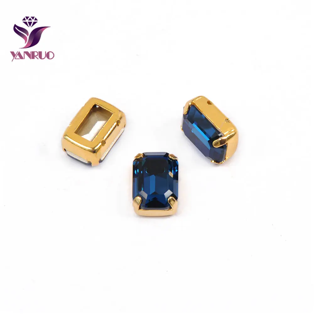 YANRUO 4610 Восьмиугольные Швейные Стразы Хрустальные стеклянные камни заостренные сзади пришитые стразы аппликации для платьев - Цвет: Montana
