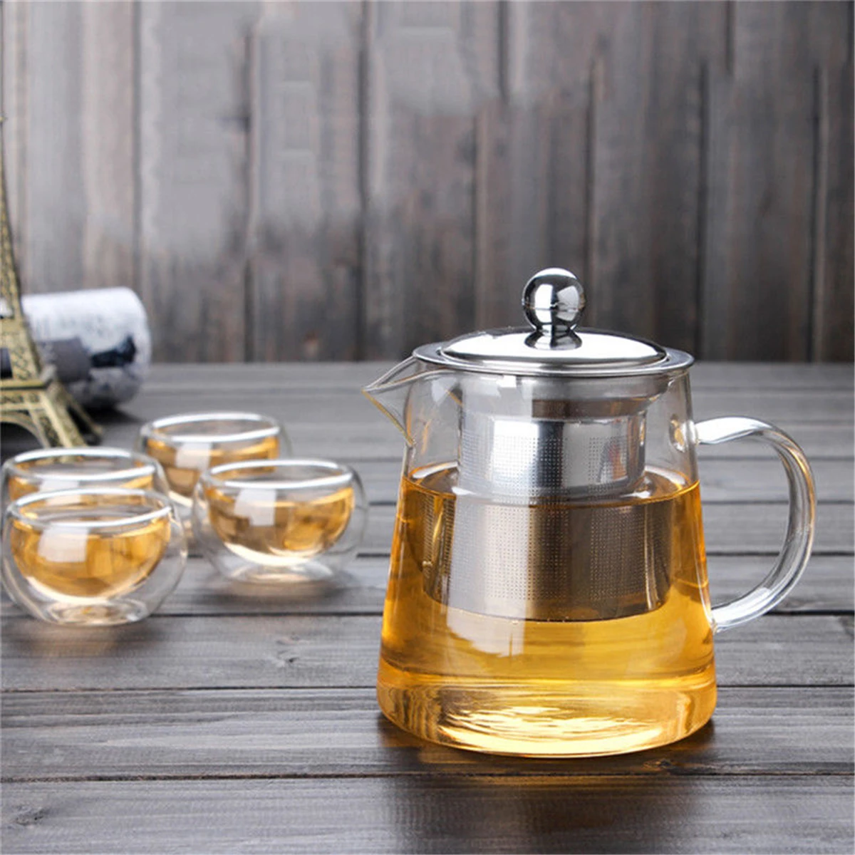 600/950/1300 мл Стекло Нержавеющая сталь Чай горшок с фильтром Infuser крышкой термостойкие Чай чайник Офис Чай набор посуды