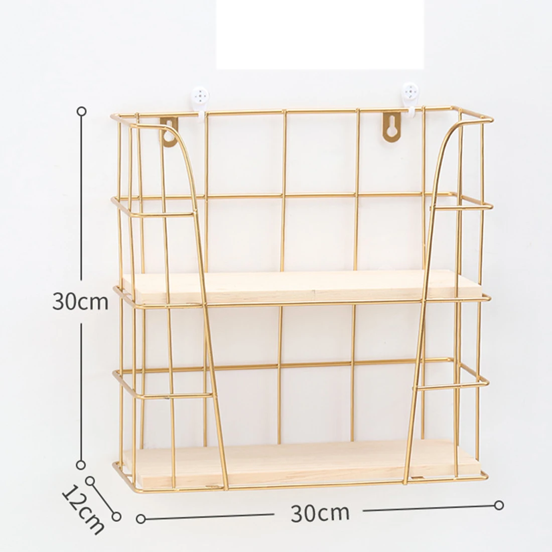 Горячая двухслойная металлическая настенная плавающая полка настенный дисплей деревянная полка декоративный держатель для подвесного хранения-золотой черный