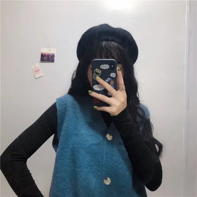Autumn Women Solid Color Sweater Cardigan Vest Loose Wearing A Small Korean New Knitted Cardigan Single-breasted Women Vest