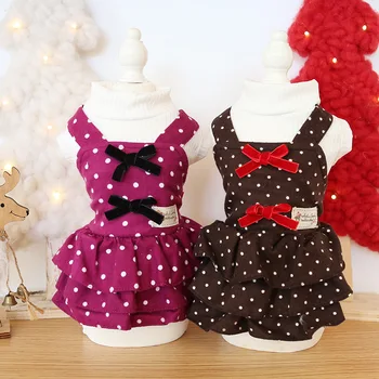 

Abrigo Perro Polka Dots Printed Dog Clothes Pet Skirt Fashion Clothes Warm and Thick Dog Dress with Small Decor Jurken Pet Dress