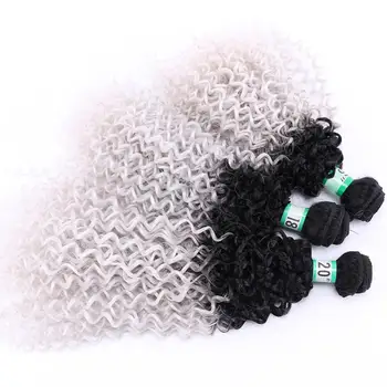 

2pcs/lot Afro Kinky Curly hair weave Black to Golden Two tone ombre Synthetic hair extensions for women