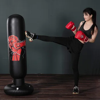 

160cm Boxing Punching Bag Inflatable Free-Stand Tumbler Muay Thai Training Pressure Relief Bounce Back Sandbag