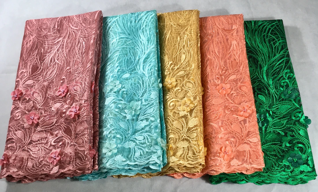 Африканская кружевная ткань 3D цветок высокое качество 2019 французский тюль