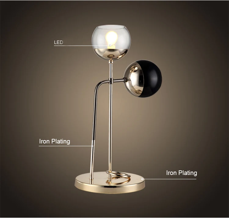 Современная простая стеклянная Светодиодная настольная лампа Luminaria Lustre Gold lustre металлический Настольный светильник для спальни s светильники Настольная лампа для кабинета настольная лампа