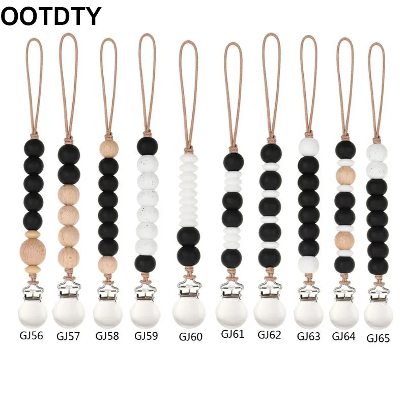 Chain Pacifier-Clips Baby Silicone Nipple-Holder Beads for Infant Shower Gift Bpa-Free
