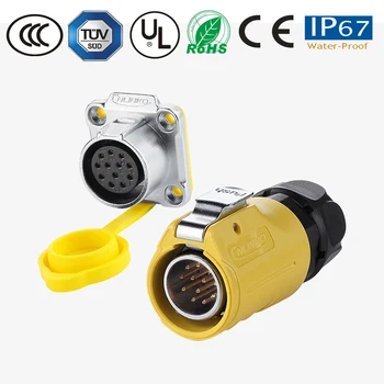 

electronics IP67 12 pin waterproof connector monitor TV power cable/panel connector round pastic semi-metal plug socket