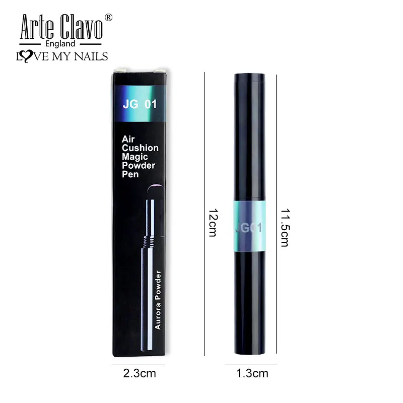 Arte Clavo Air Cushion Magic Powder Pen Mirror UV Gel Chrome Nail Art Glitter Holographic Effect Auroras UV Gel Magic Powder Pen