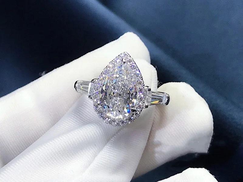 18K золото 2ct D Цвет VVS1 Moissanite кольцо обручальное кольцо с национальным сертификатом H1-13