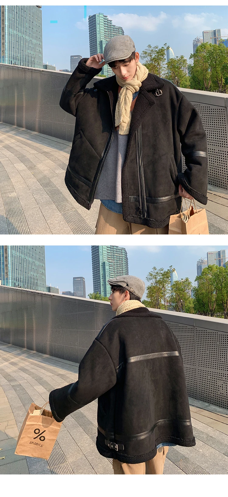 New Large Size Winter Simple Popular Men's Loose Korean Version Of The Wild Lamb Fur Deer Skinny Casual Coat