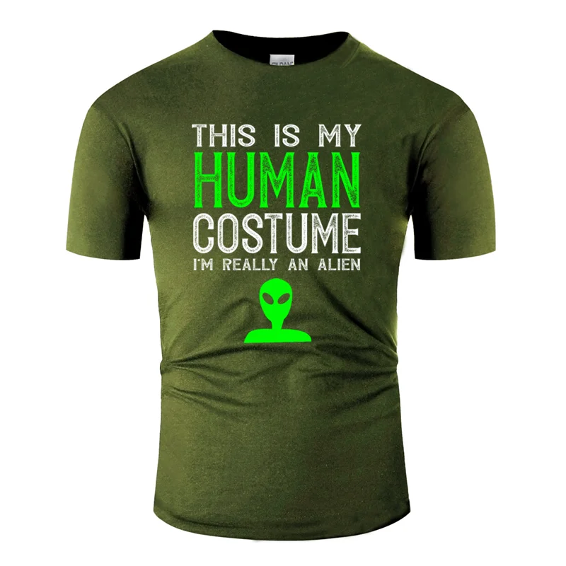 Humor this is my human costume i m really an alien футболка для мужчин одежда с надписью Мужская футболка из хлопка