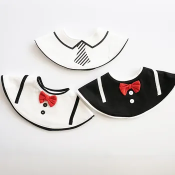 

Gentlemanly Style Baby Bib 360 Rotatable Cotton Kids Saliva Towel Black Plaid 0-2 Years Old Baby Feeding GS22