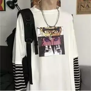 16 Японская футболка с героями мультфильмов Наруто мужская футболка Повседневная Милая футболка из Амина хип-хоп футболки с принтом Осенняя Высокая безрукавка с принтом Футболка с круглым вырезом Patckwort уличная - Цвет: 16