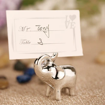 

100pcs Silver Baby Elephant Place Card Holder Table Number Photo Storage Clip For Wedding Party Table Decorations