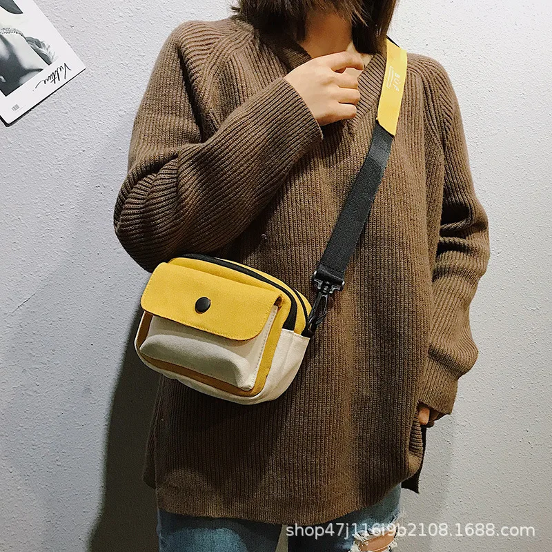 

INS Super Fire Canvas Bag Women's 2018 New Style Winter Casual Versatile Online Celebrity Small Black Bag Crossbody Bag