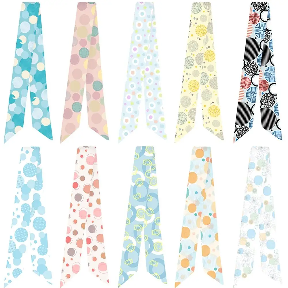 

Fashion Geometric Dot Circle Print Variety Bag Handle Tied Bag Scarf Small Scarf Hair Ribbons