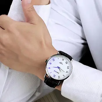 

Business Couple watch Waterpoof Faux Leather Pointer Fashion Men Women Quartz Wrist Watch Lover's Watches Gifts zegarek damski