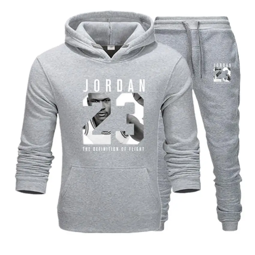 70% OFF New 2019 Brand Tracksuit Fashion JORDAN 23 Men Sportswear Two Piece Sets All Cotton Fleece Thick hoodie+Pants Sporting Suit Male
