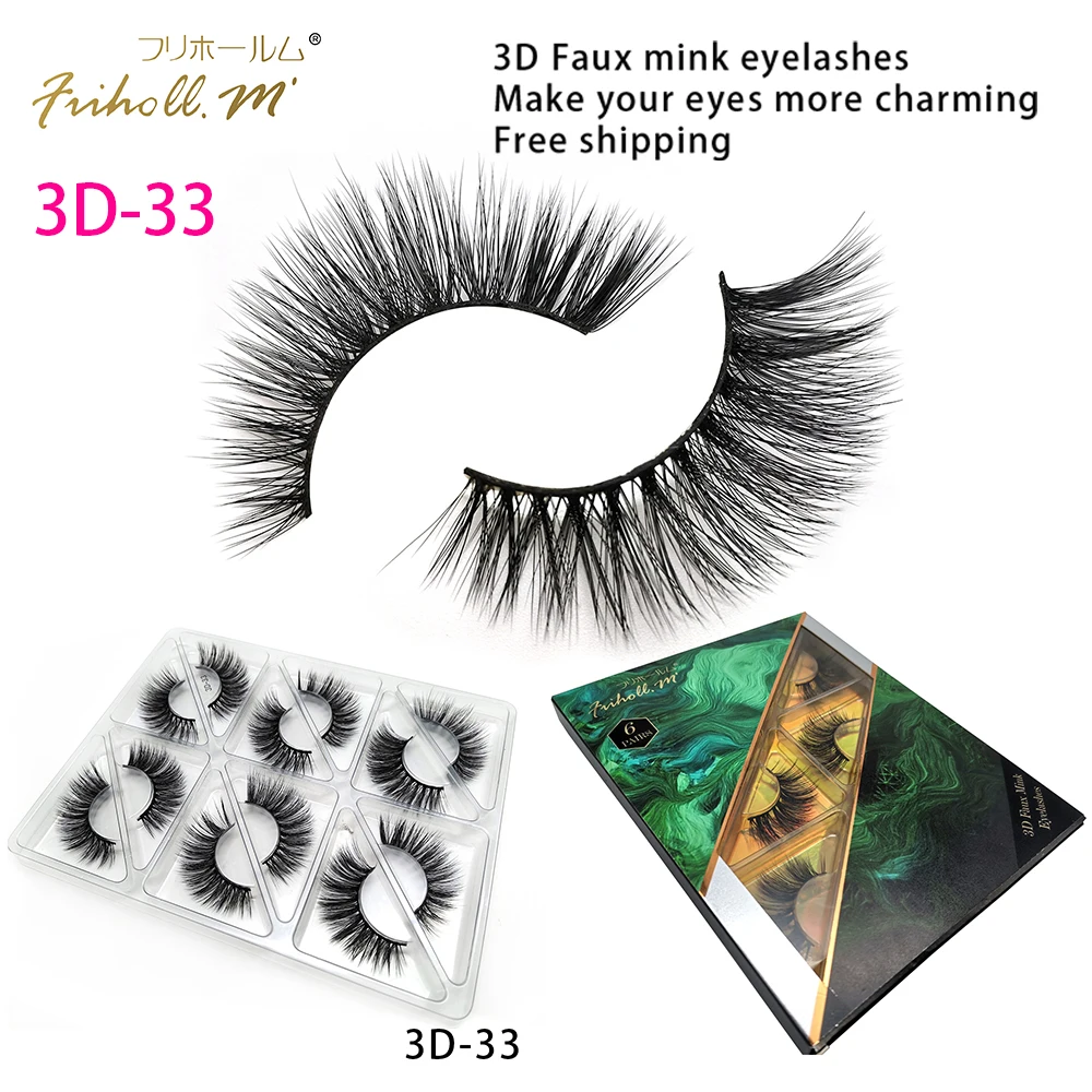 3D-33 Friholl. m ресницы 6 пар 25 мм Искусственные норковые ресницы роскошный макияж 3d5d синтетические шелковые накладные ресницы индивидуальная посылка - Цвет: 3D-33