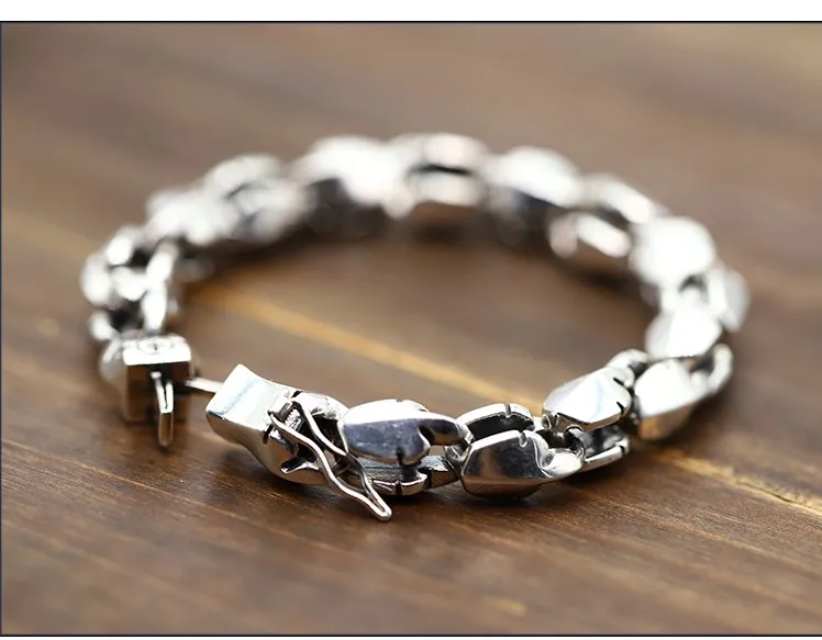 Подлинный тайский серебряный браслет персонализированный глянцевый 7 мм Стерлинговое Серебро 925 браслет