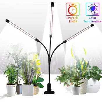 

USB Power LED Grow Light Flexible Seedlings With Timer Succulents Switch Mode Adjustable Gooseneck For Plants 3 Heads Dimmable