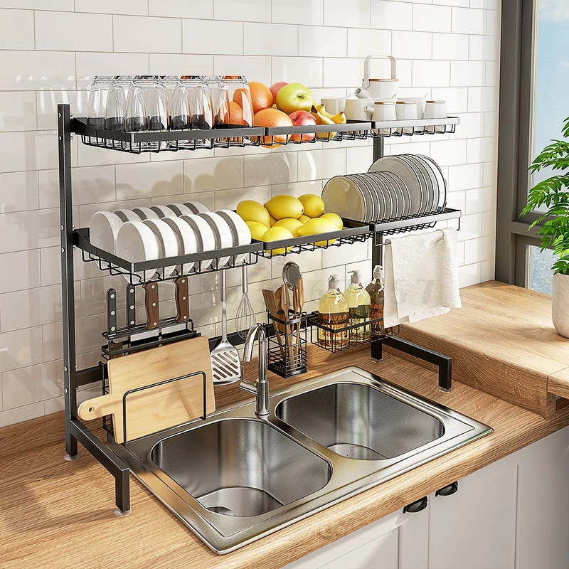 

Sink drain rack sink sink kitchen shelf stainless steel above household bowl rack dish rack.