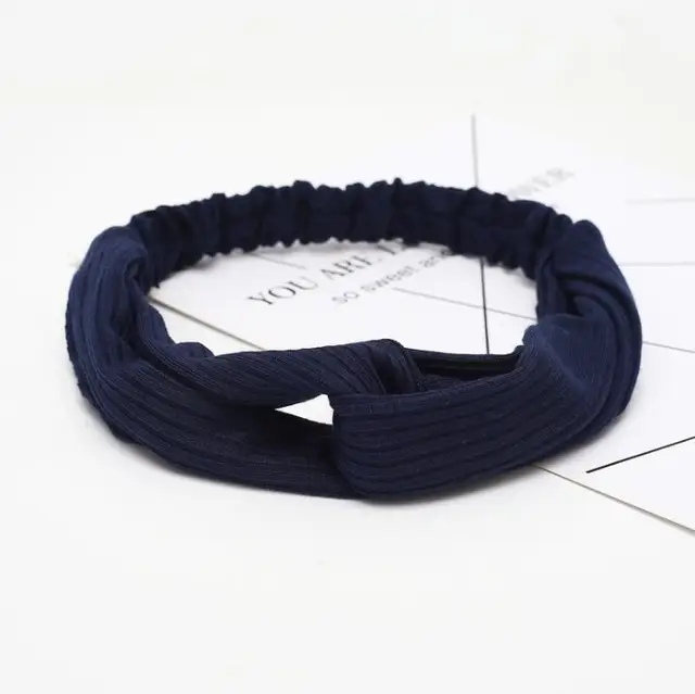 2021 Women Solid Headband Turban Elastic Headwear Head Wrap Women Hair Accessories for Women Striped Hair Bands navyblue1