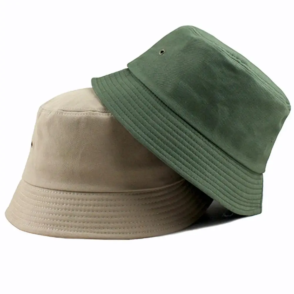 Unisex Solid Color Bucket Hat Folding Fisherman Sun Hat Men Women Breathable Outdoor Bucket