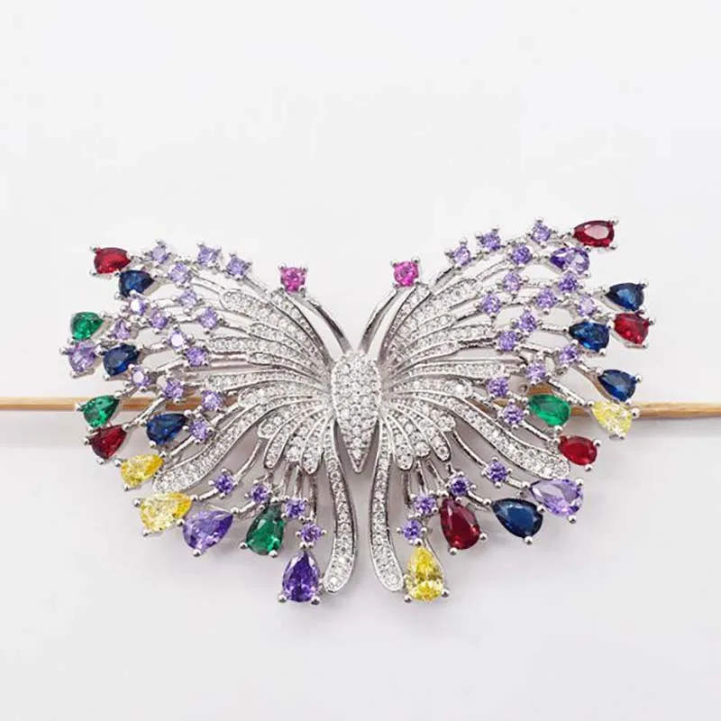 38X66MM Women's High Quality Classic butterfly with CZ jewelry accessories, brooch tassel dual purpose