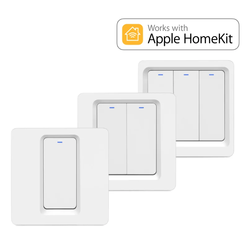 

Homekit EU Neutral Needed WiFi Smart Switch Press Key 1/2/3 gang Siri Voice Control 110-250V