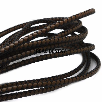 

2m/lot approx: 6*4mm brown black Leather Braided Beading Cord Rope Thread DIY Accessories leather strips ropes cords strands