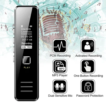 

Mini Digital Voice Recorder 192Kbps 20-Hour Recording Mp3 Playing Mini Voice Recorder No Memory Max Support 32Gb Tf Card