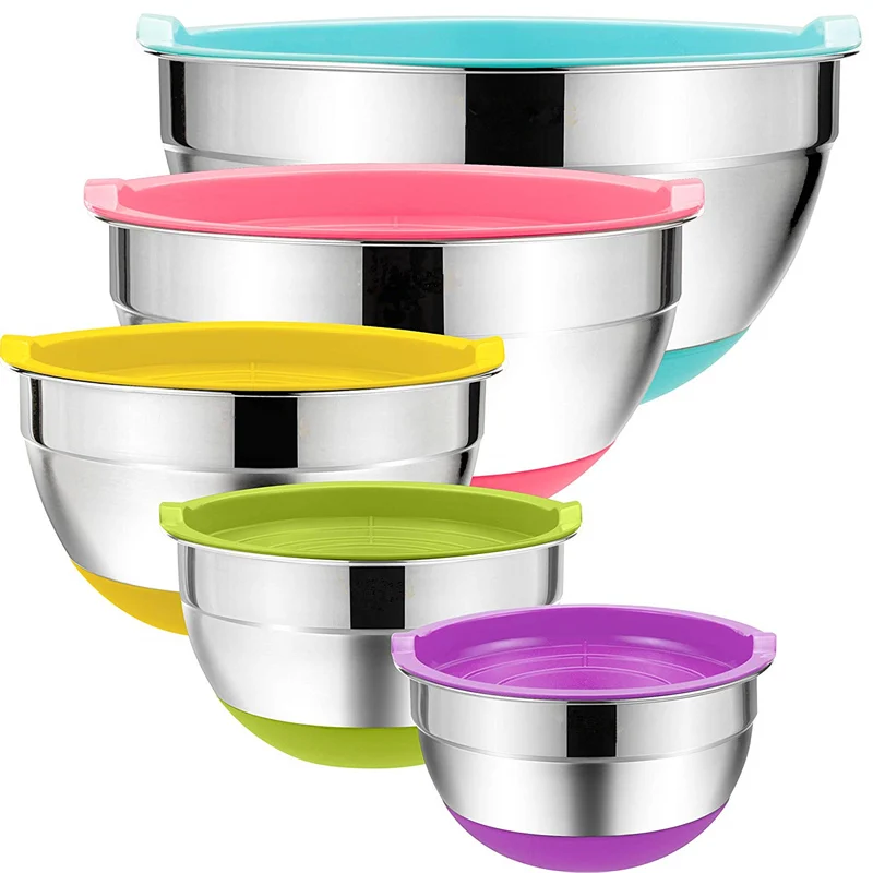 Cook with Color Mixing Bowls with Lids - 12 Piece Plastic Nesting