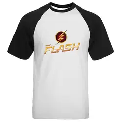 Футболка с надписью «The Flash» для мужчин, летняя футболка с принтом Барри Аллена, супергероя, реглан, хлопковая футболка с короткими рукавами