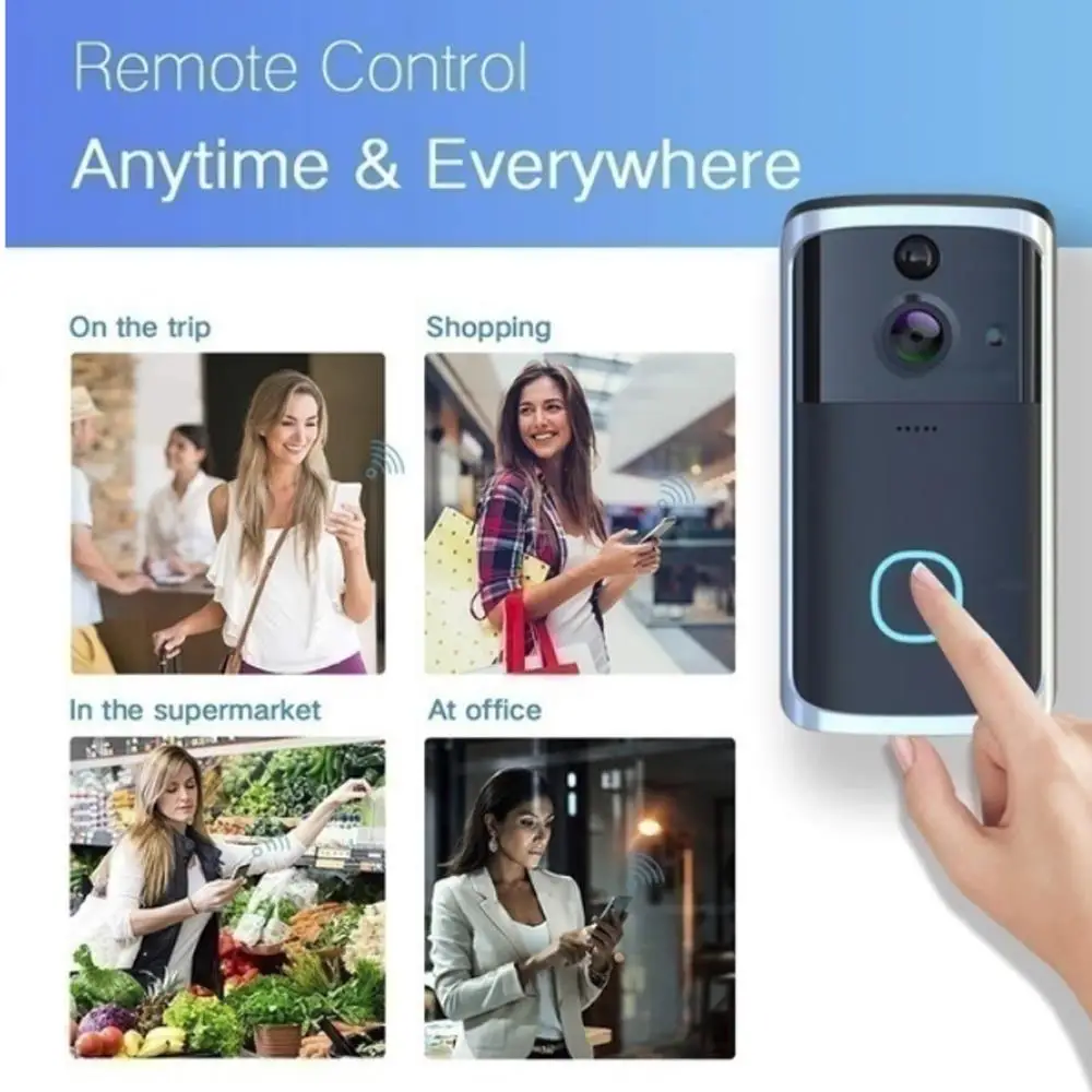 

WiFi Door Bell PIR Night Vision Smart Video Doorbell Motion Detection Ring Camera Intercom HD Visual Doorbell Security System