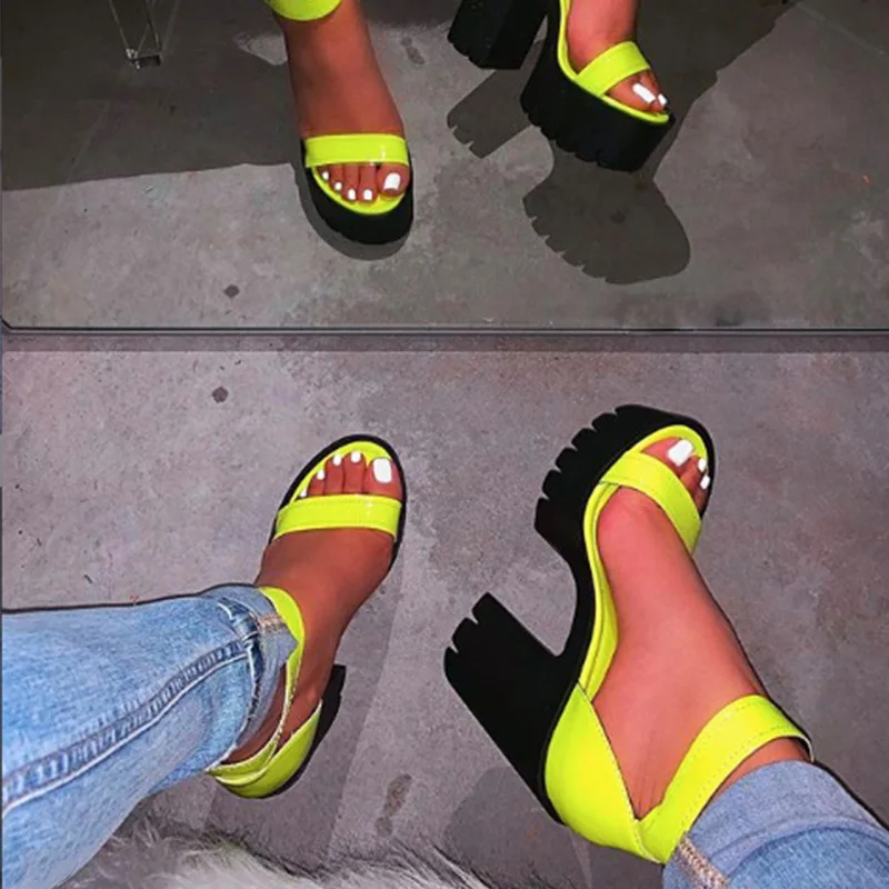 MCCKLE/Новинка; женские летние босоножки на платформе с пряжкой; женская модная повседневная обувь на высоком толстом каблуке; женская обувь с ремешком на щиколотке - Цвет: Цвет: желтый